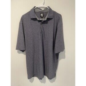 FJ Footjoy Polo Shirt‎ Men's Short Sleeve Heathered Navy Large L EUC